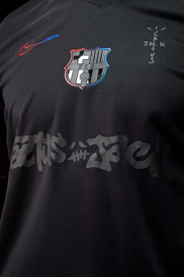 Camisa Barcelona Away x Travis Scott All Black 24/25 - Nike Torcedor Masculina